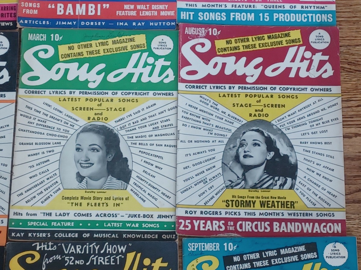 Lot of 12 Vintage Song Magazines from the 1940s WWII ERA