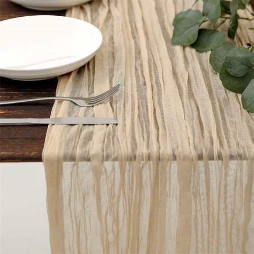 Semi-Sheer Gauze Table Runner Solid Color Tablecloth Table Cover Banquets - Picture 16 of 20