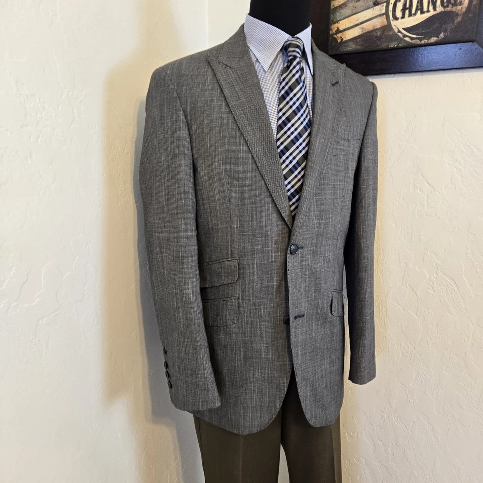 Blazer de puño de cirujano de lavandería inglés para hombre 40L gris puntada superior solapa pico abrigo deportivo Foto 3 de 4