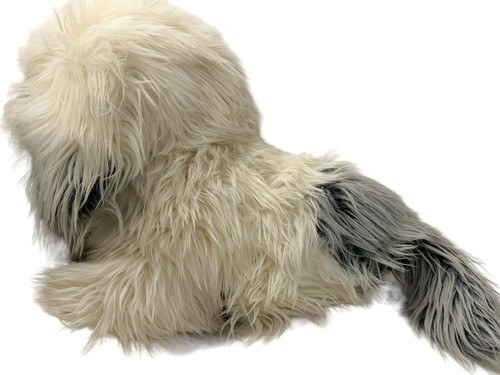 Vintage 1985 Commonwealth zotteliges Schaf Hund weiß grau üppig Plüsch 16 Zoll L süß flauschig - Bild 6 von 17