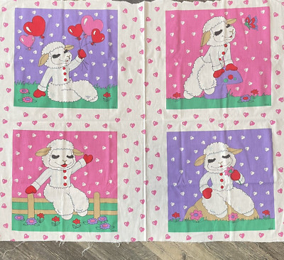 Vintage 1994 Lamb Chops Pillow Panels Set of 4 Shari Lewis Cotton Blend 34''x46''