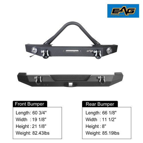 EAG Stinger Front Bumper + Rear Bumper Combo Fits 19842001 Jeep