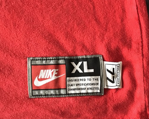 Vintage Nike Team NBA Sixers XL Short Sleeve Men’s Red Shirt Philadelphia 77 - Picture 10 of 12