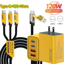 120W Fast Type C Wall Charger , 5-In-1 65W Super Fast Cable For Cell Phone iPad