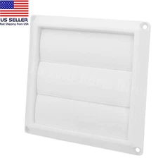 Dryer Air Vent Cover Cap 4'' Louvered Cover White Exterior Wall Vent Hood Outlet