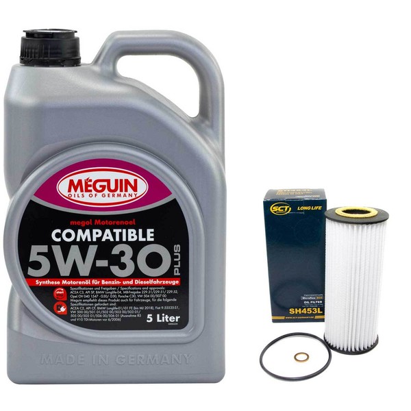 MotoröL Set 5W-30 Meguin 5 Liter + ÖLfilter SH 453 L FüR BMW 1Er 3Er 318 E46 E87-image