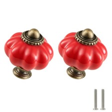 Red Pumpkin Knobs 6 Pack Ceramic Cabinet Knobs Vintage Drawer Pulls - Antique...