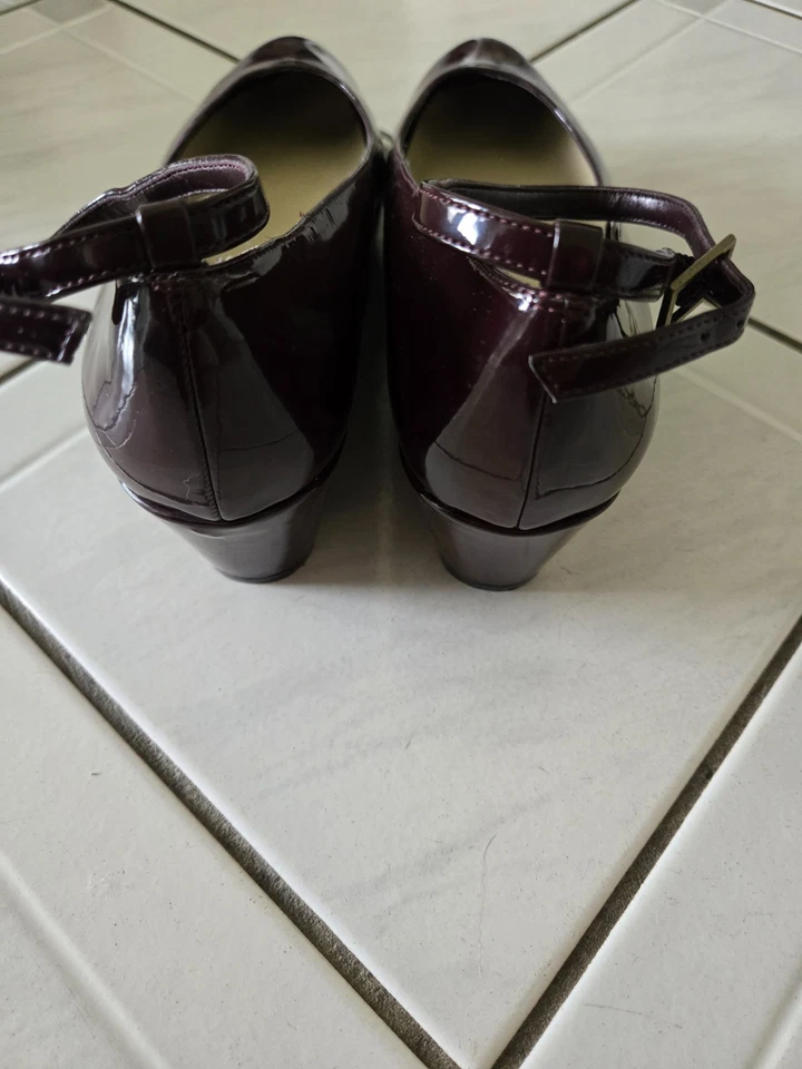 Tacones de cuña de charol granate A.N.A 6,5 M nuevos sin caja Foto 4 de 4