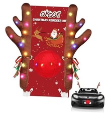 Christmas Reindeer Car Kit - Antlers  Nose for Decorations, Sturdy Rudolph