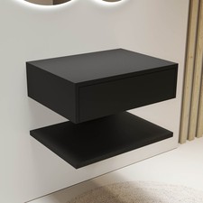 600mm Black Wall Hung Countertop Vanity Unit with Shelf - Lugo BeBa_28139