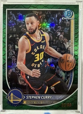 2025-26 Bowman Stephen Curry Chrome Reptilian Green Refractor /99 #BCV-115