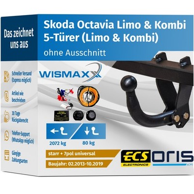 ANHÄNGERKUPPLUNG für Skoda Octavia III 5E 13-19 starr ORIS +7pol E-Satz ABE