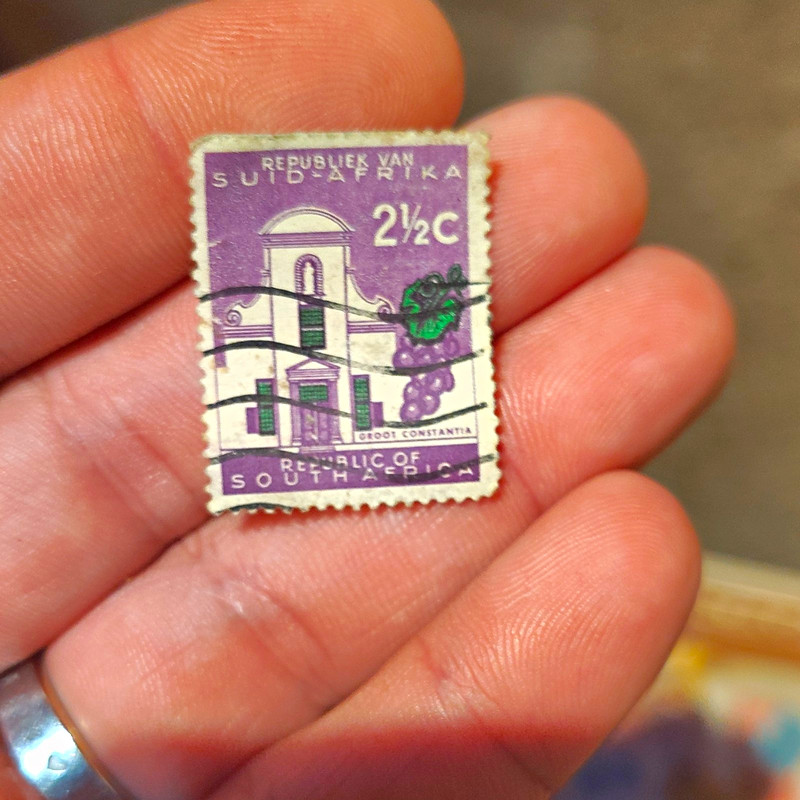 South Africa 2½c Violet Used Postage Stamp, Architecture, Handstamped Cancel