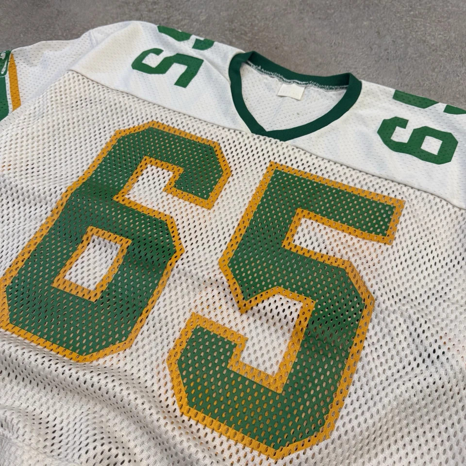 Camiseta de fútbol americano de práctica de malla recortada cuadrada vintage de los 80 2XL White Panthers #65 Foto 4 de 4