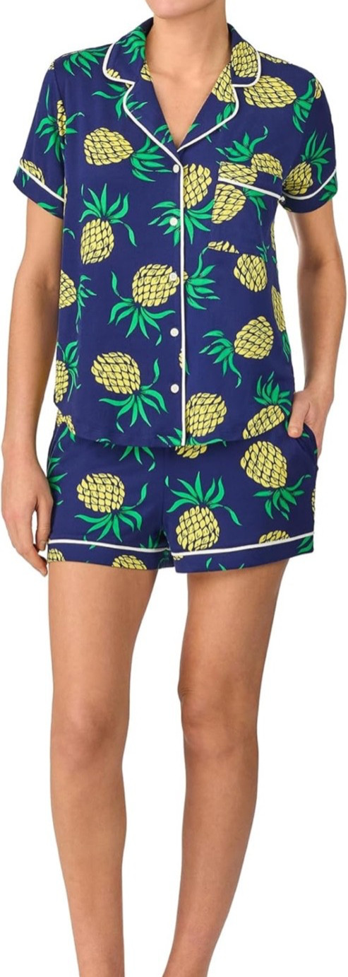 NWT Kate Spade New York Printed Short Sleeve Knit Shorty Pajama Set Pockets S