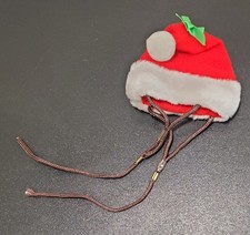 SANTA HAT FOR SMall PETS DOG CAT CHRISTMAS HOLIDAY Cute Red with Ear Straps