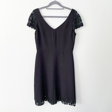 Talbots Petites Black Crochet Lace Sleeve V-Neck Sheath Dress Size 6P