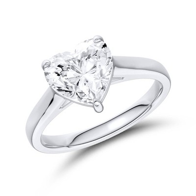14kt White Gold 2 CTW Heart Lab Diamond Solitaire Ring