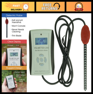 Digital Soil Moisture Meter - Accurate Dielectric Probe, Backlit Display, Rugged