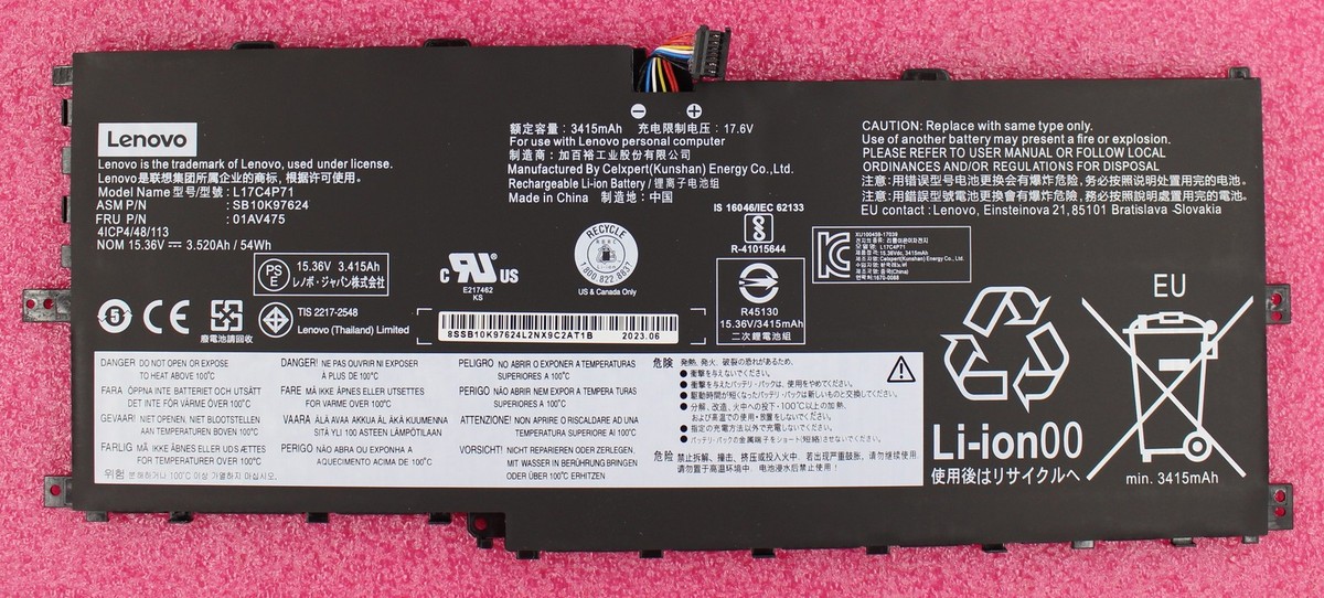 01AV475 - Lenovo X1 YOGA GEN 3 4 CELL 54WH BATTERY - L17C4P71 | eBay