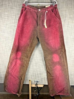 Size 36 - mnml Ultra Baggy Heat Wave Tie Dye Button Fly Corduroy Pants Brown Red