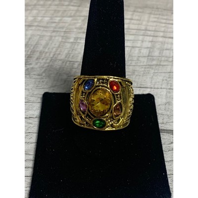 Marvel Infinity Gauntlet Stone Ring Gold Tone Size 12.5 Thanos Cosplay Jewelry