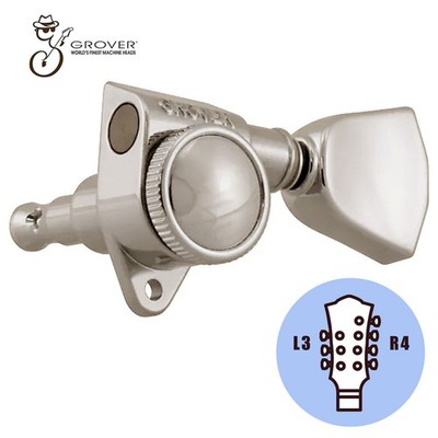 NEW Grover 502NK LOCKING 7-String Tuners L3+R4 Modern Gibson Les Paul 3x4 NICKEL