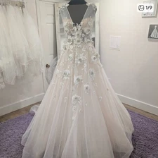 Private Label 3D Floral Wedding Gown Size 12