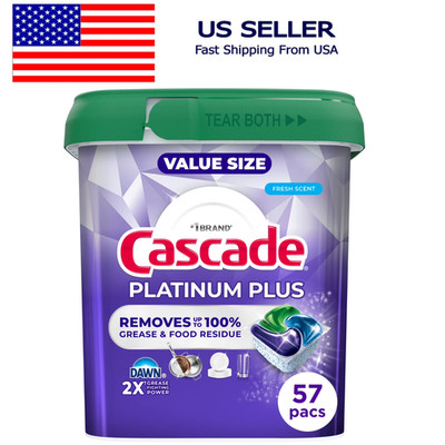 Cascade Platinum Plus, Dishwasher Pods, Fresh, 57 Count