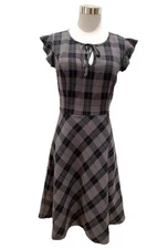 As New ModCloth Flutter Sleeve Check Fit & Flair Dress - Sz Small