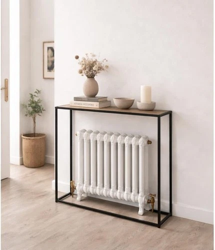 Console Table with Black Leg & Wooden Shelf Furniturer Radiator Console Table