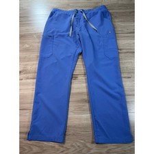 FIGS Mens Technical Collection Scrub Pants Blue Elastic Waist Cargo Large Petite