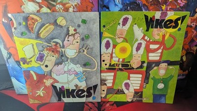 VTG RARE YIKES! Lot of 2, Band Music Lunch Room Food Fight Folders READ!