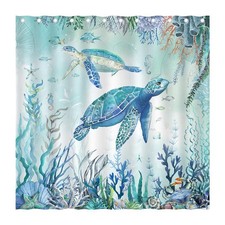 Sea Turtle Shower Curtain Beach Coastal Shower Curtains for Bathroom Ocean Tu...