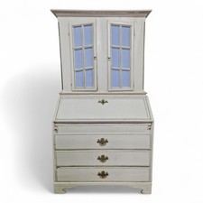 Antique writing bureau bookcase - Painted storage desk with drawers from Denmark