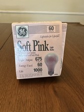 Vtg GE Soft Pink Specialty Decorative Light Bulbs 2 Bulbs USA Made Tested 60w