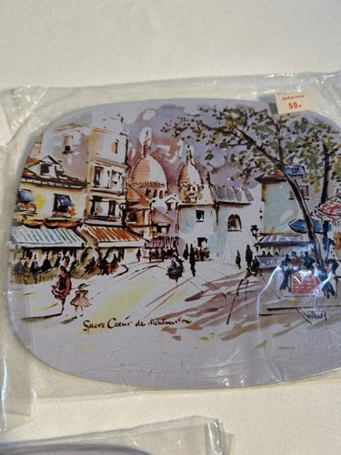 Vintage 1960s MCM Puillery Paris Scenes Trivets Set of 3 Action HK NOS Sealed image 4