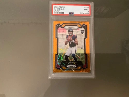 2023 Panini Prizm CJ STROUD #339 RC Orange Lazer PSA 9 Mint Rookie Texans