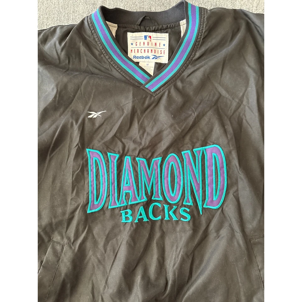Jaqueta corta-vento Arizona Diamondbacks Reebok vintage masculina média preta azul-petróleo - Imagem 3 de 4