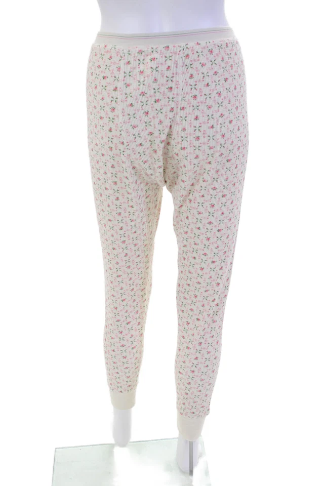 Pantalones de salón elásticos de tiro alto florales de algodón para mujer The Great blancos talla 0 Foto 3 de 4