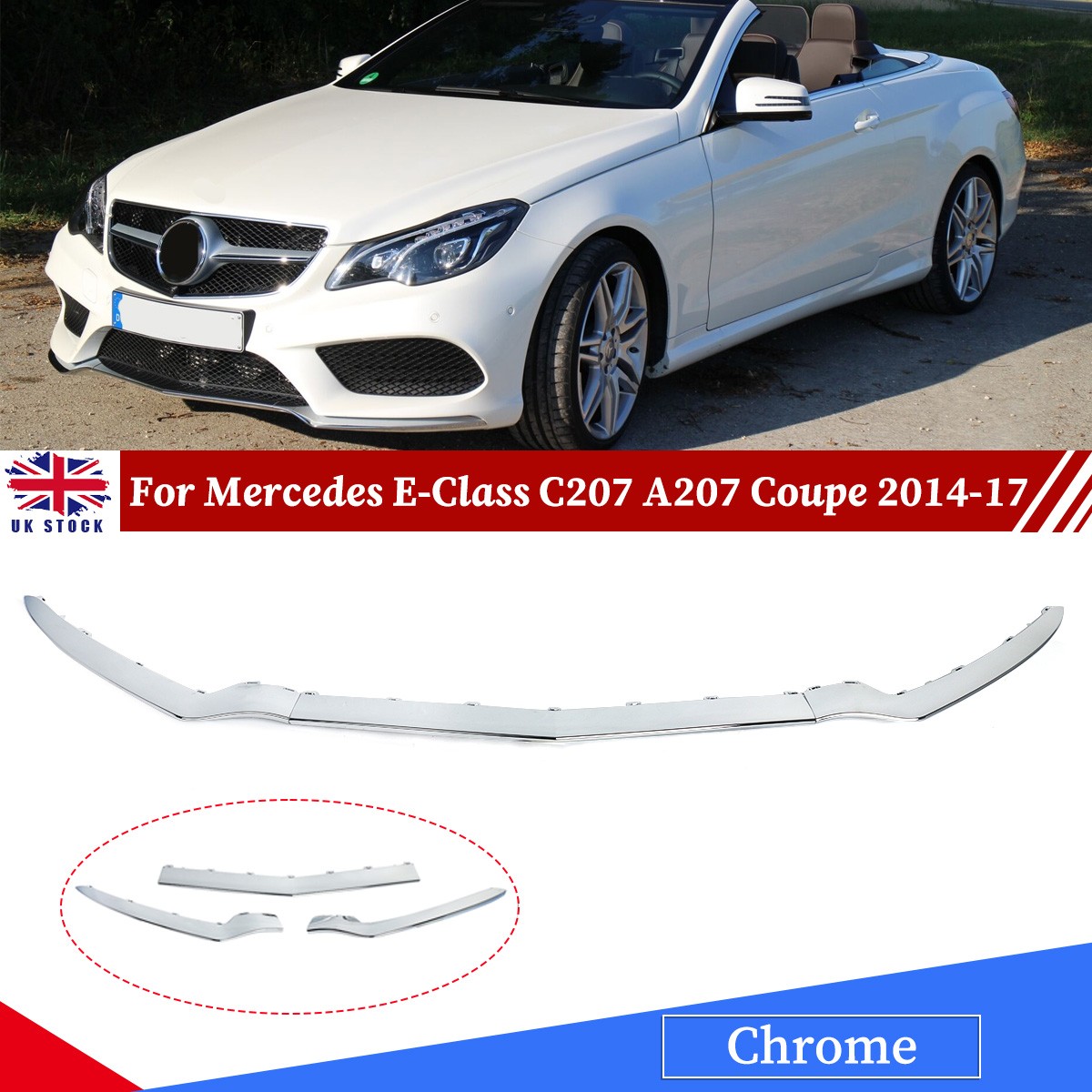 Front Bumper Spoiler Splitter Molding For Mercedes E Class C207 A207 Coupe 14-17