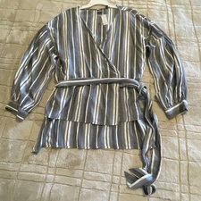 Soho New York & Company Jeans Women's V Neck Wrap Blouse 2XL Career Loungewear