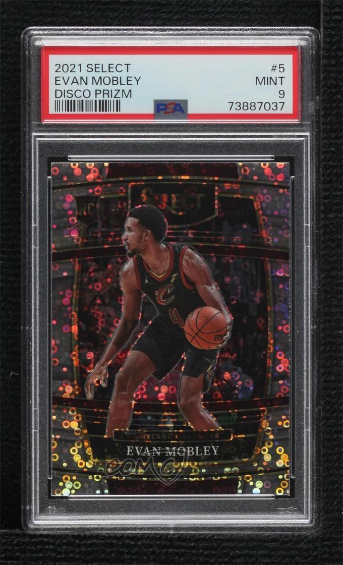 2021-22 Panini Select Concourse Disco Prizm Evan Mobley #5 PSA 9 MINT 2l4