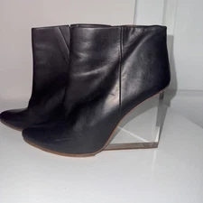 Maison Martin Margiela H&M Black Leather Boots - Wedge Plexi heels 40 US 9-RARE