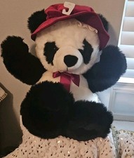 Vintage Christmas JCPenny Holiday Plush Panda Golden Bear Co. Korea 27" Large