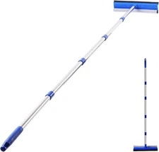 72" Long Handle Squeegee with Rubber Blade & Sponge for Windows &