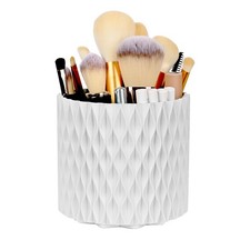 Pearl White 360 Rotating 5 Slot Makeup Brush Holder Cosmetic Storage Cup Desk