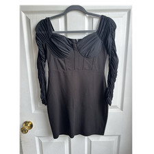 Windsor Black Square Neck Ruched Puff Sleeve Mini Short Dress Women’s Size M