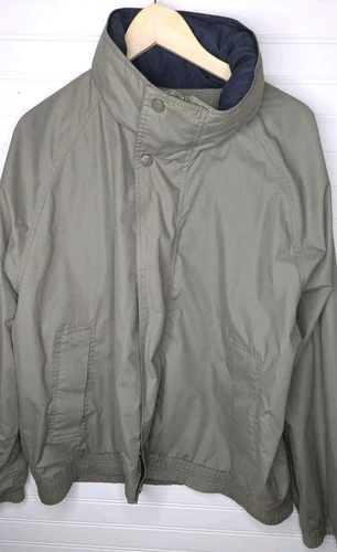 VINTAGE Jansport Windbreaker Jacket Mens Large Hidden Hood Full Zip Snaps Button - product listing photo
