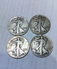 TWO 1942 AND TWO 1943 Liberty Walking Half Dollar Silver Coins Lot of 4 LOOK !